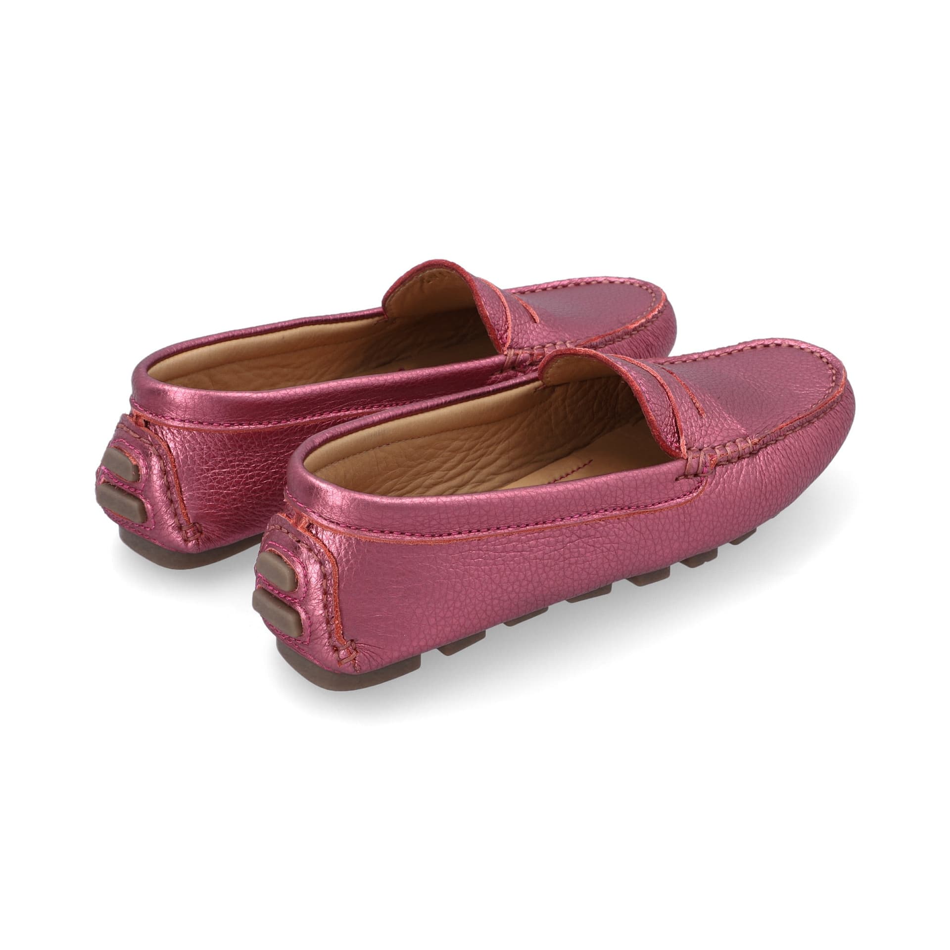 Mocasines Mujer Penny Cuero Metalizado Magenta - imagen 2