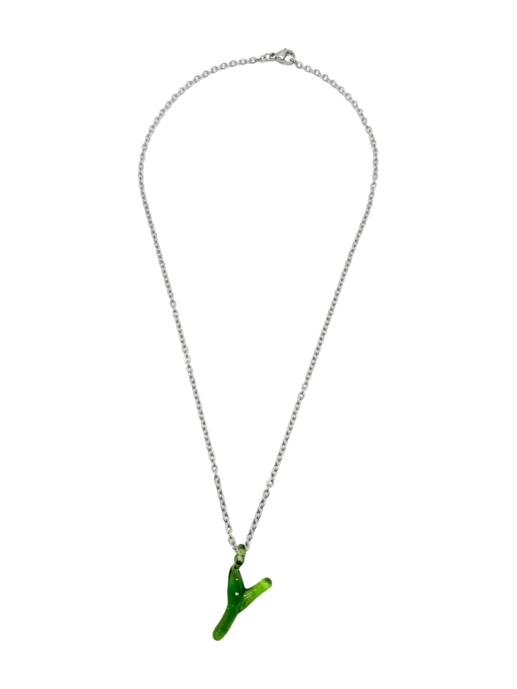 green glass necklace 1 letter - imagen 25