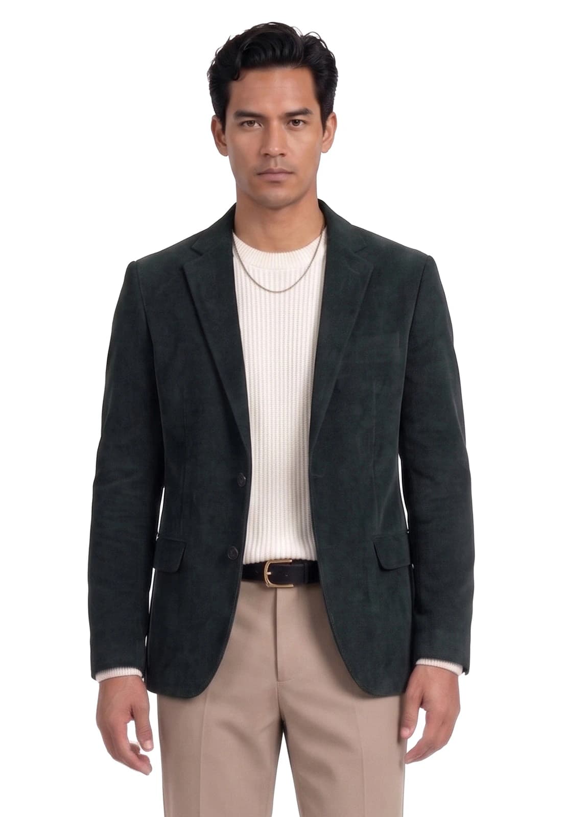 Blazer verde botella solapa clásica