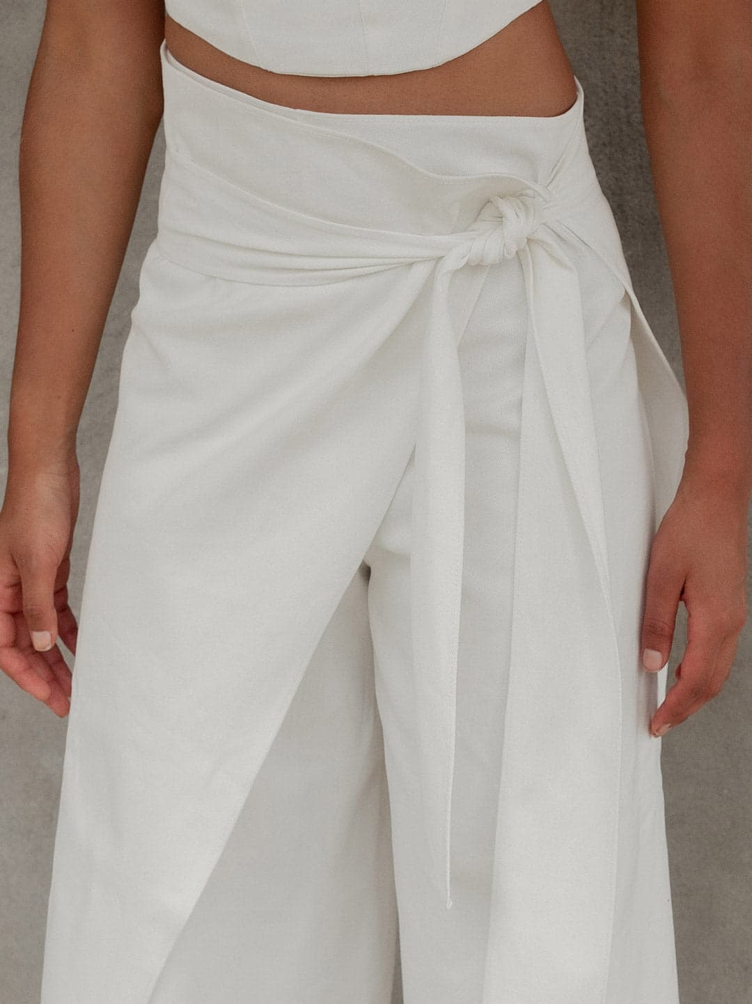 Pantalón Blanco Envolvente en Drill Algodón - imagen 4