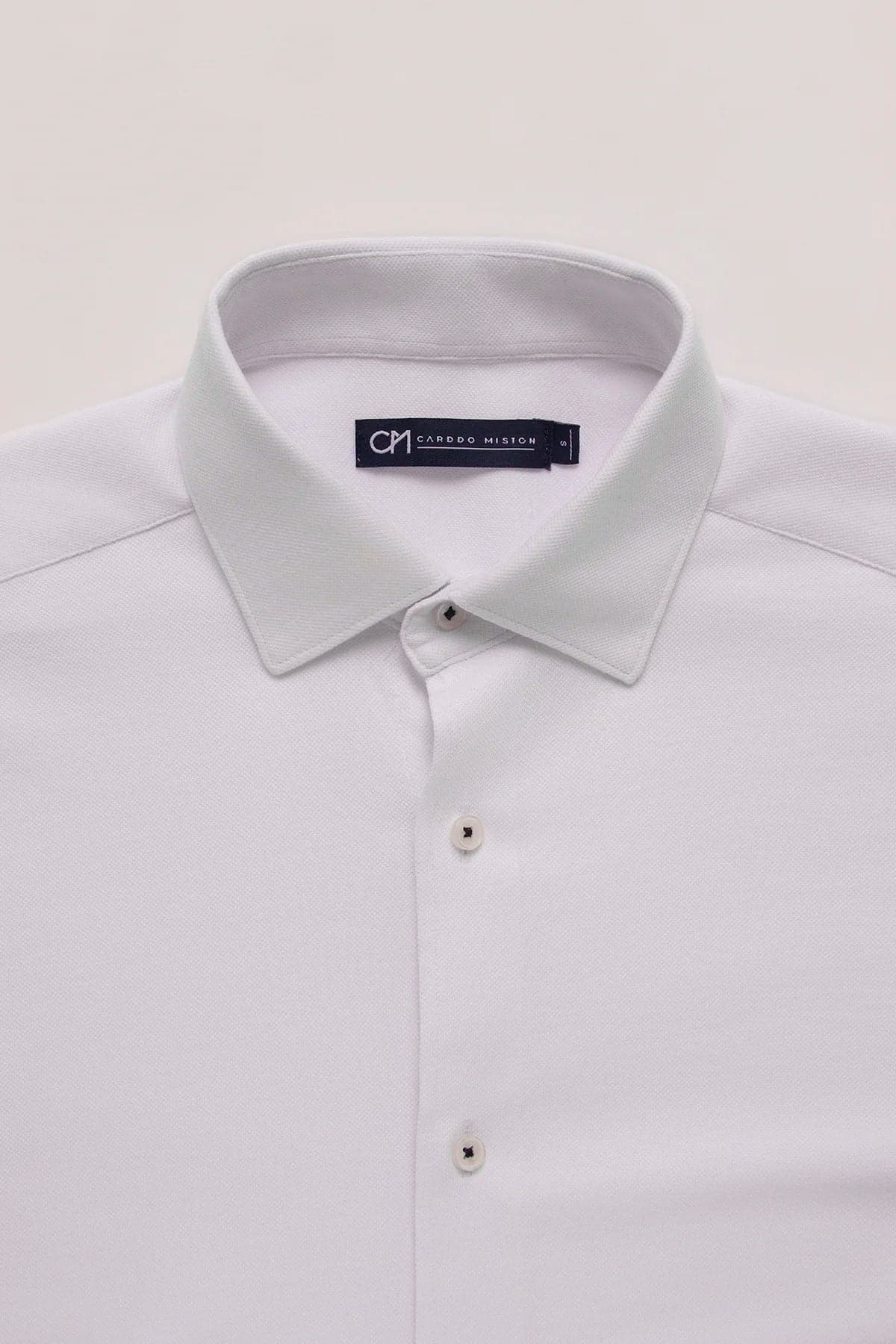 Camisa Piqué Botón Contraste Algodón Blanco - imagen 2