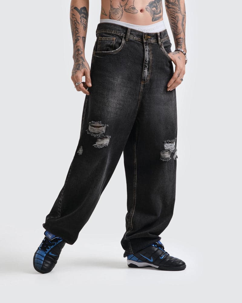 Jeans Baggy Distressed Black - imagen 6