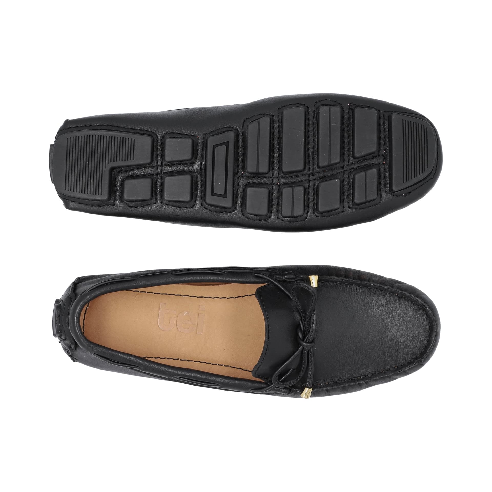 Mocasines Mujer Cordón Cuero Liso Negro - imagen 3