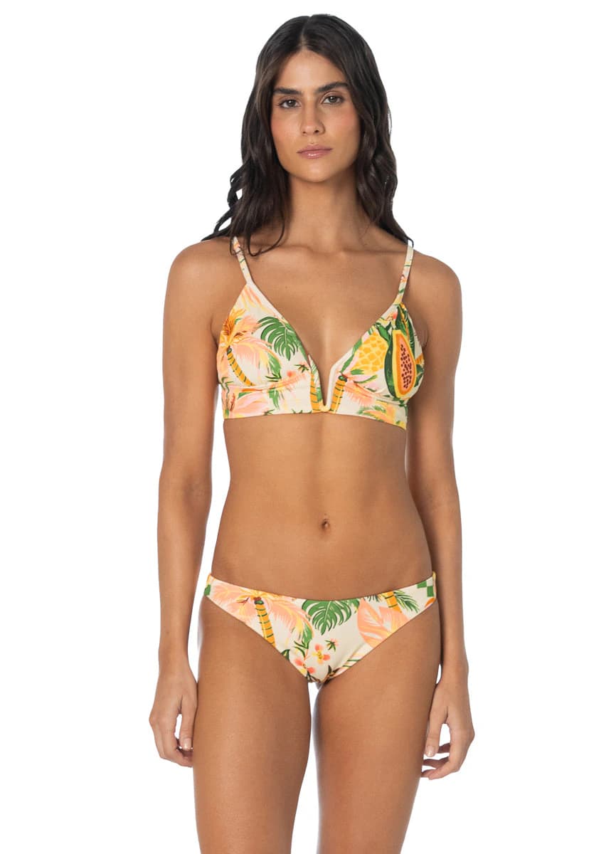 Maaji Bloom Mosaic Parade Long Line Triangle Bikini Top - imagen 1