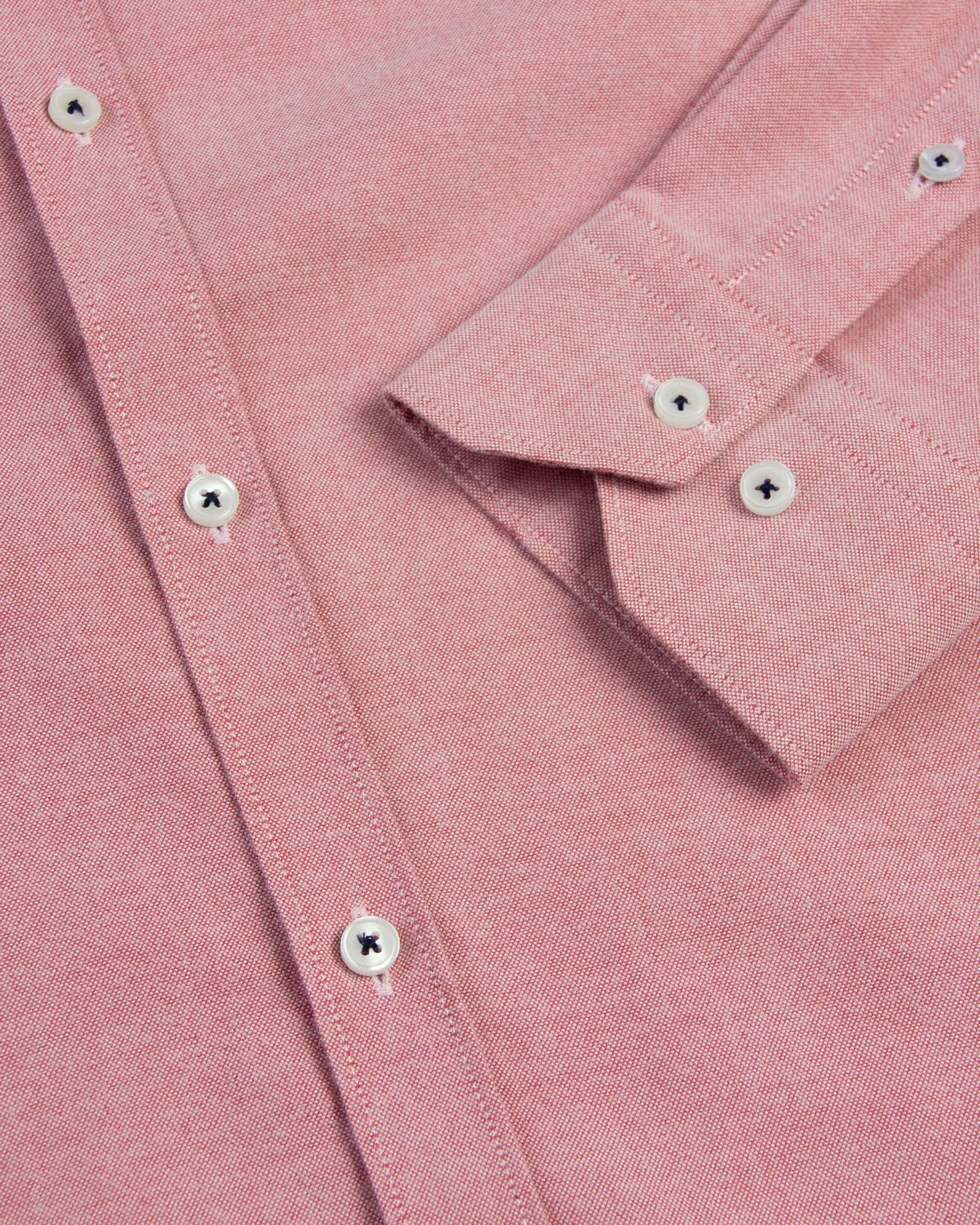 Camisa Oxford Botón Contraste Algodón Rojo - imagen 3