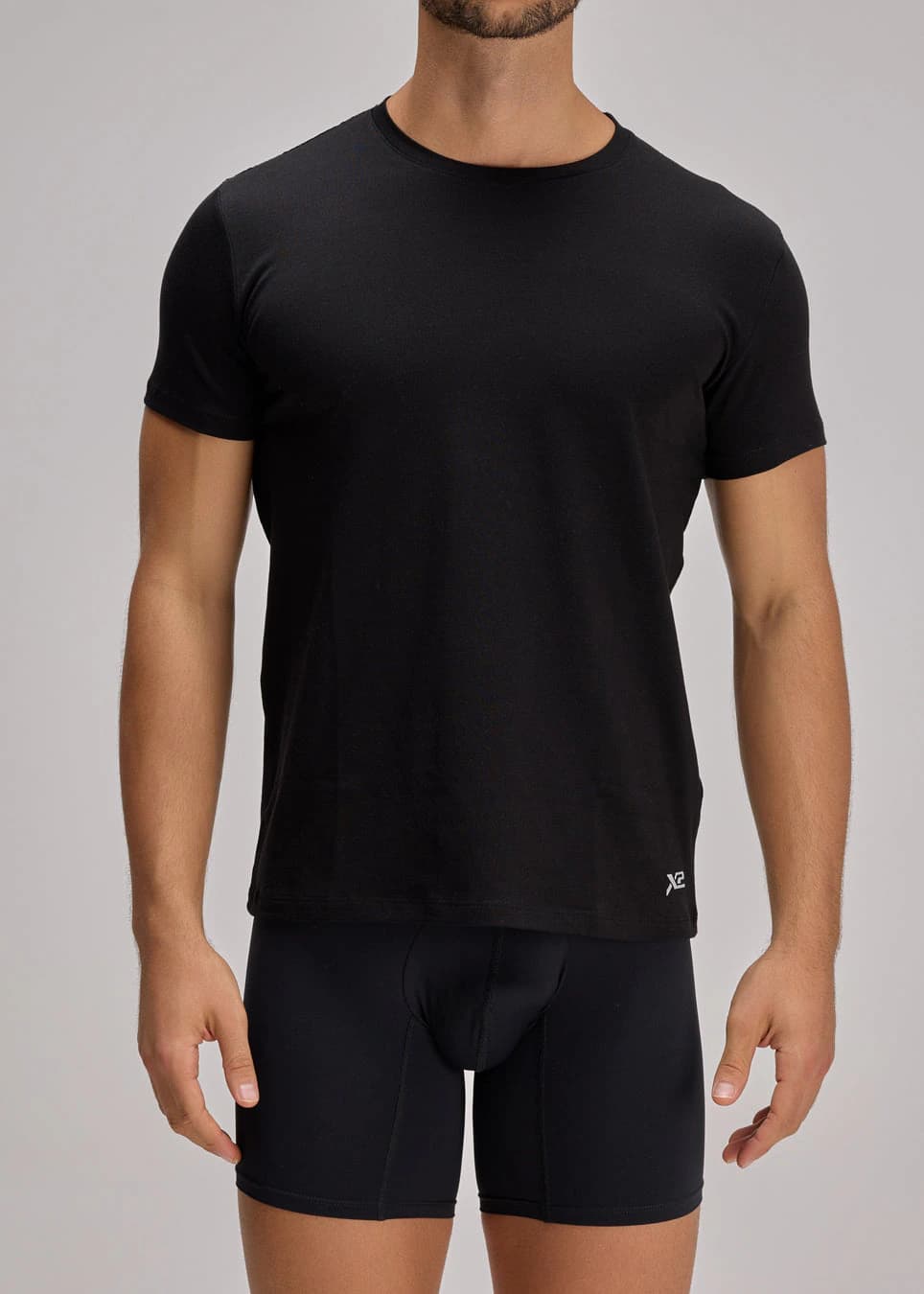 Camiseta Cuello Redondo Algodón Negro X2