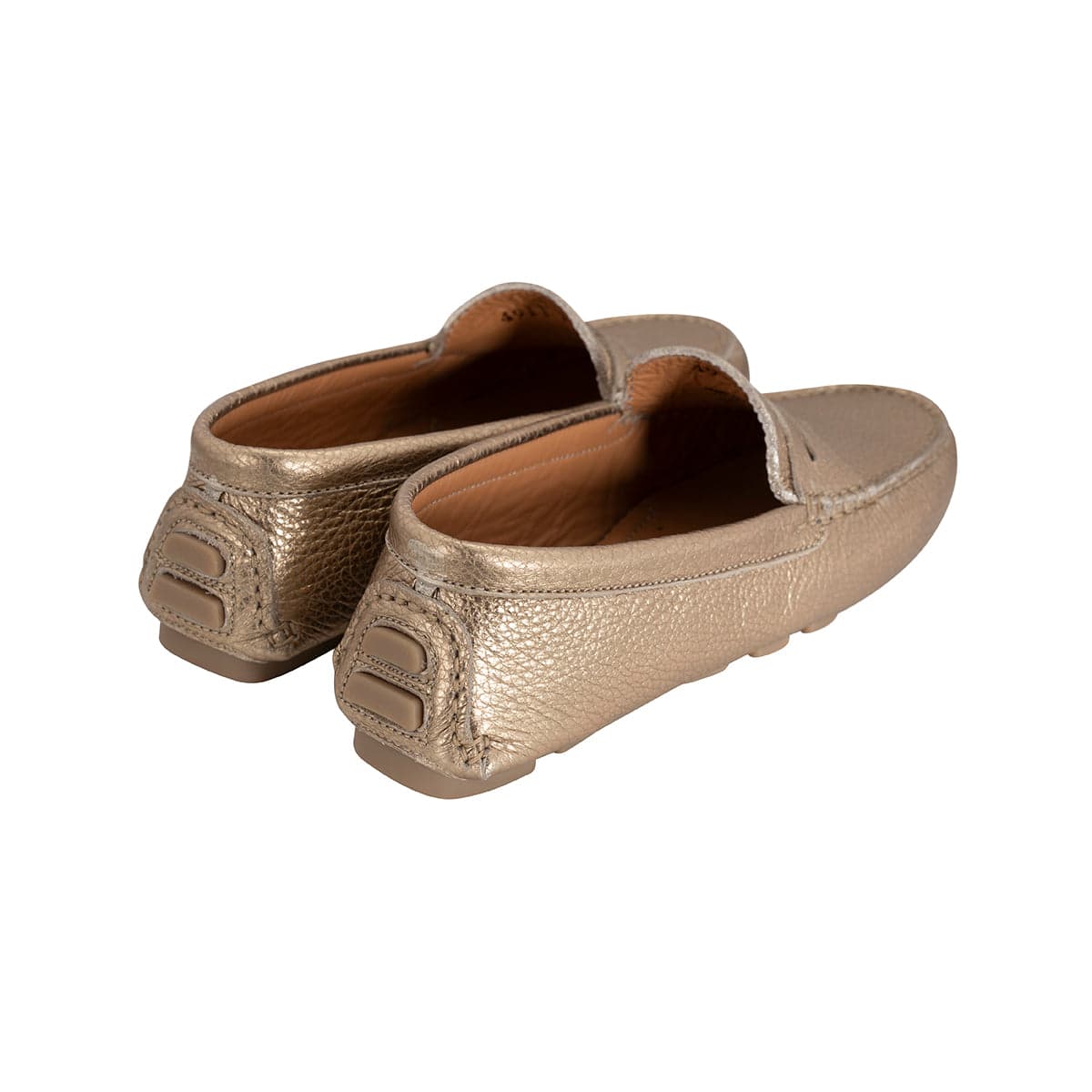 Mocasines Mujer Penny Cuero Metalizado Dorado Gold - imagen 2