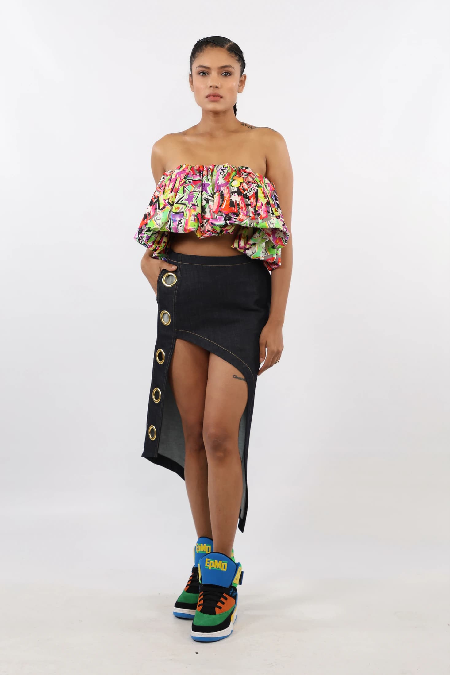 Asymmetric Skirt With Grommets - imagen 1