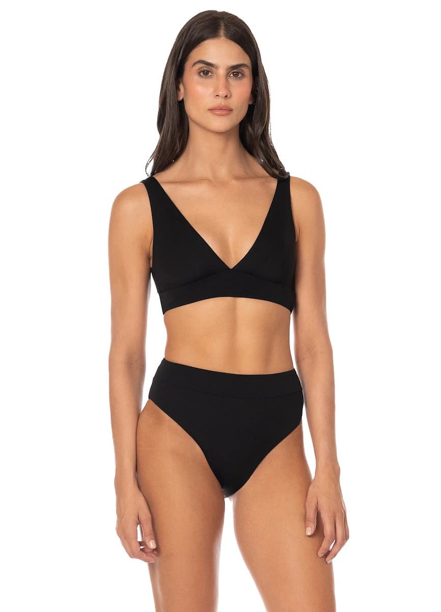 Maaji Jade Black Allure Long Line Triangle Bikini Top - imagen 1