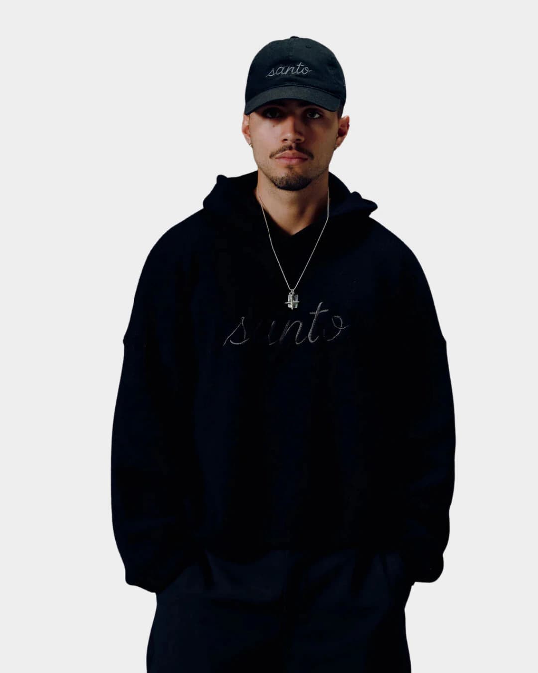 BLACK KNIT HOODIE - imagen 1