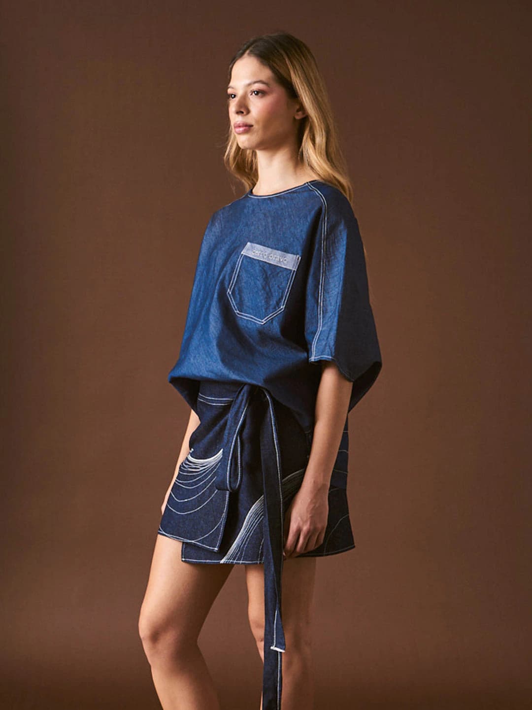Falda Envolvente en Denim Algodón - imagen 5