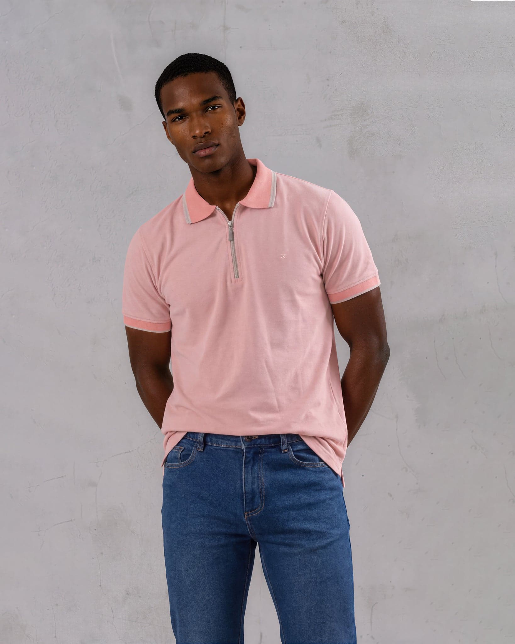 Camiseta tipo polo regular fit coral