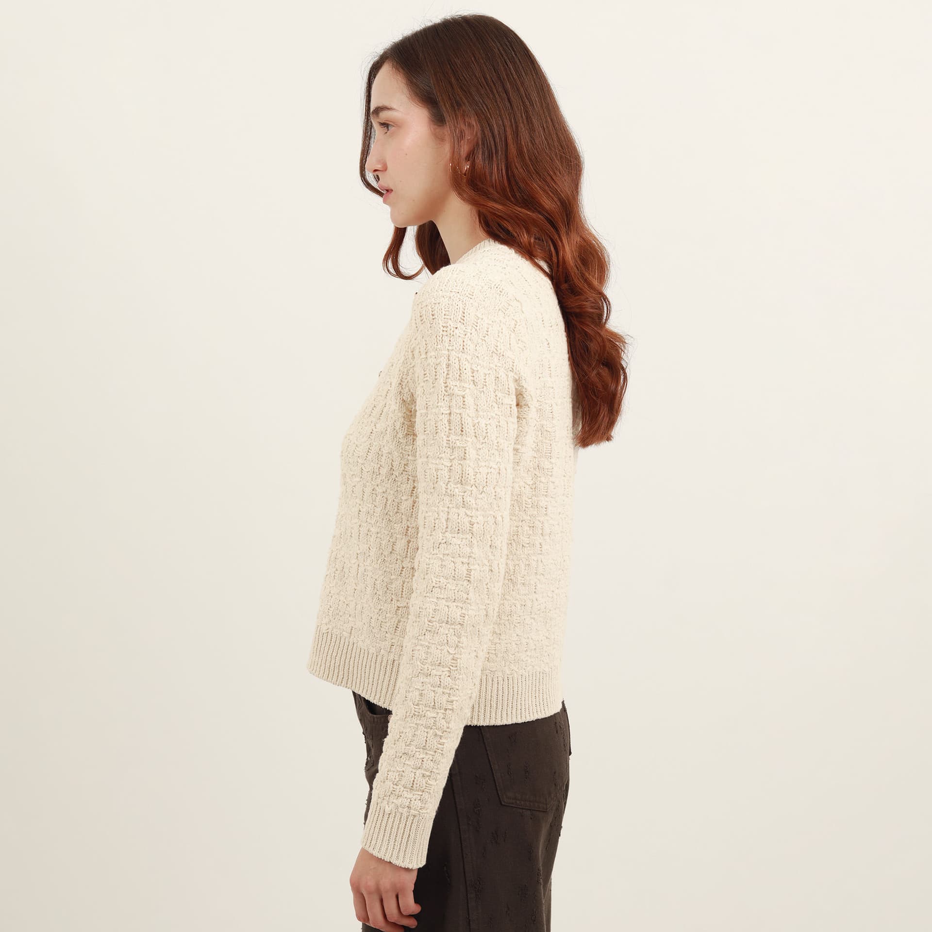 Sweater cardigan cuello redondo manga larga con botones - imagen 3