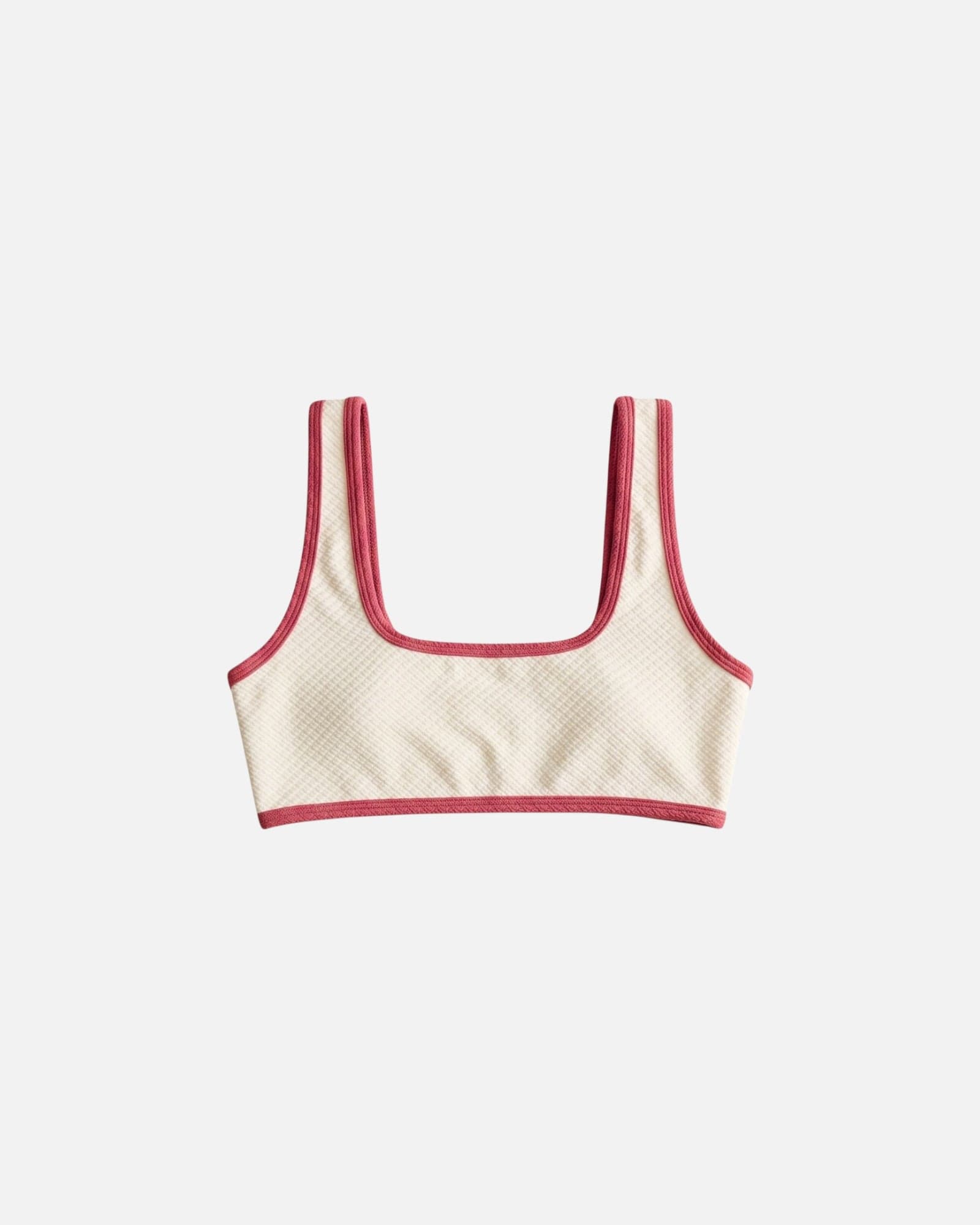 Bikini top clásico con ribete en contraste / Marfil Rosa