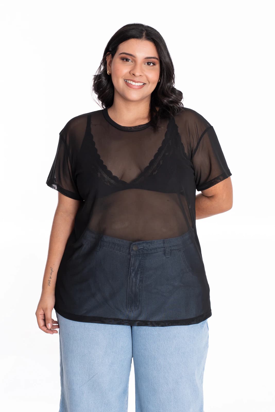 Camiseta Oversize Malla Negra - imagen 7