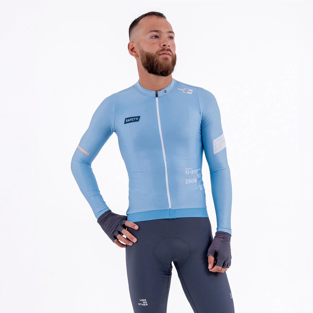 CAMISA CICLISMO MANGA LARGA SOLID BLUE AURA PARA HOMBRE - imagen 1
