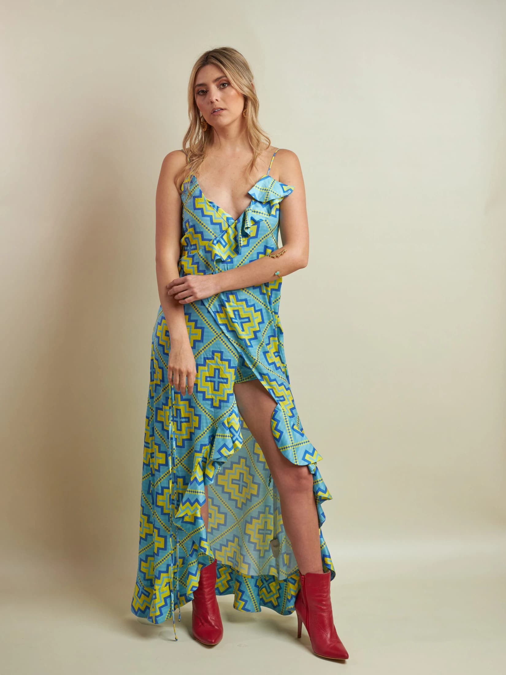Vestido Samiko Rombos Wayu Azul - imagen 1