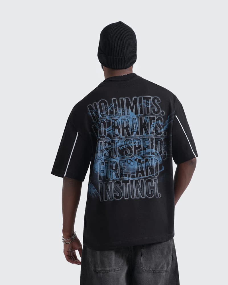 Camiseta Negra Oversize Thunder Racing - imagen 3