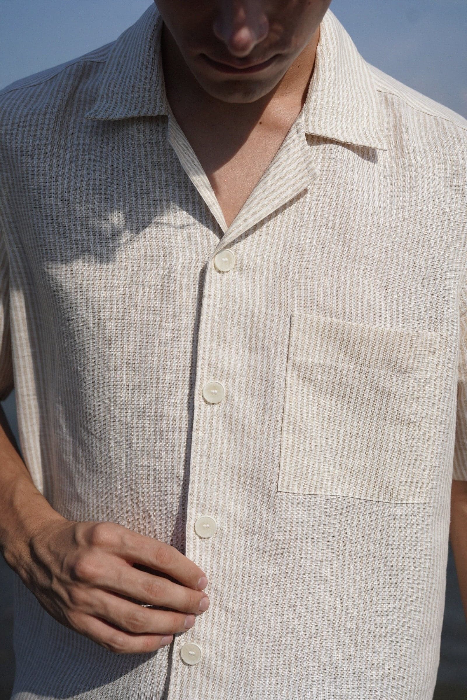 Camisa Portofino Beige Stripe - imagen 1