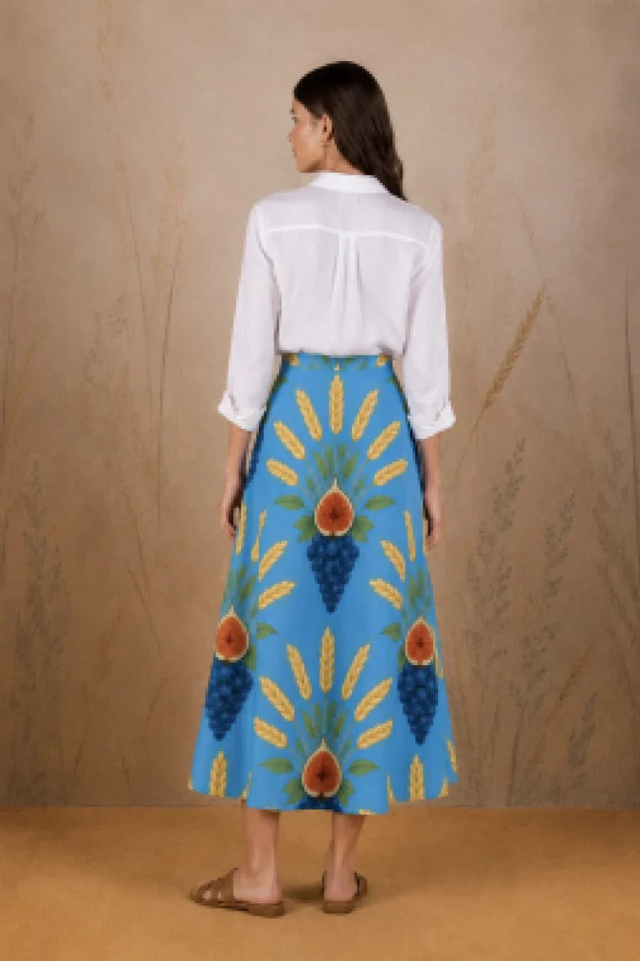 Women's Crecentia long linen skirt blue - imagen 3
