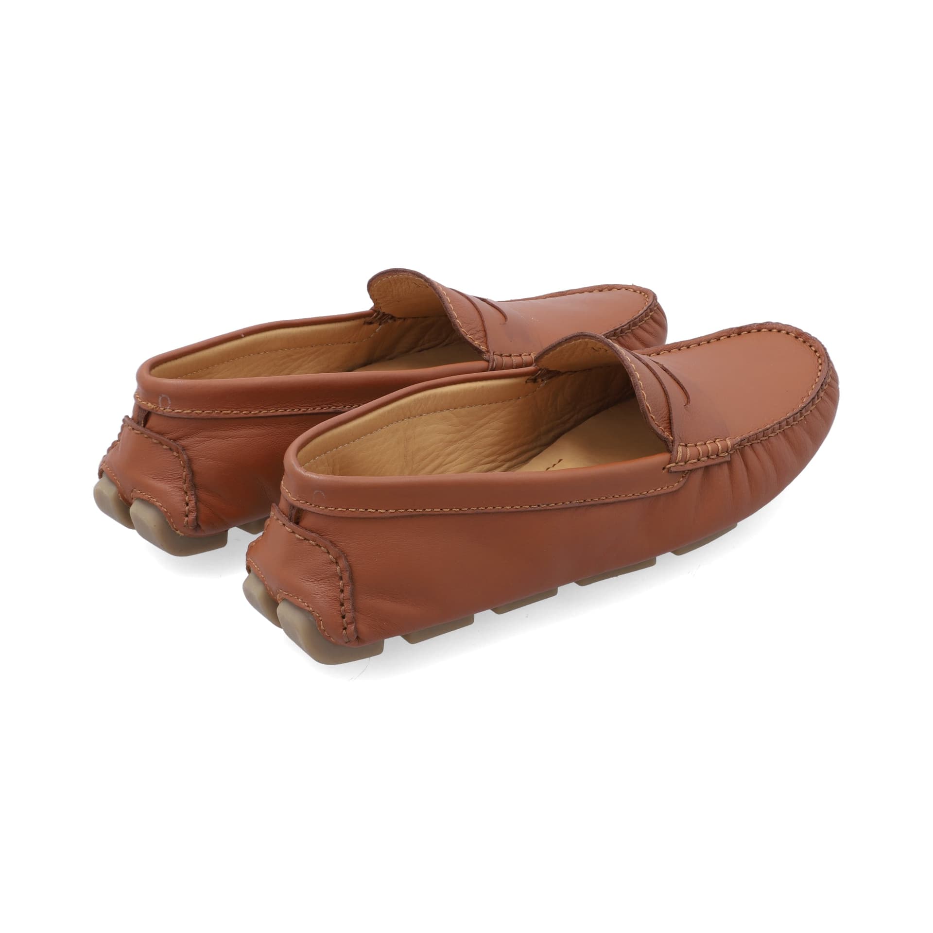Mocasines Hombre Penny Cuero Liso Miel - imagen 2