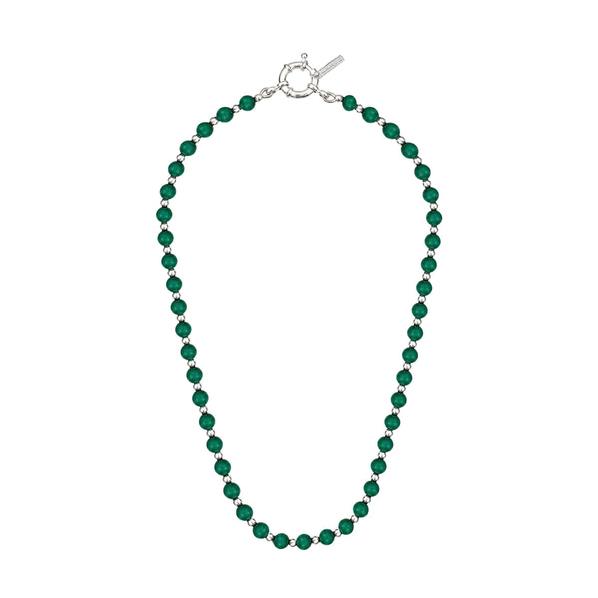 MALAQA NECKLACE | COLLAR DE MALAQUITA CON BALINES EN PLATA LEY 925 - imagen 1