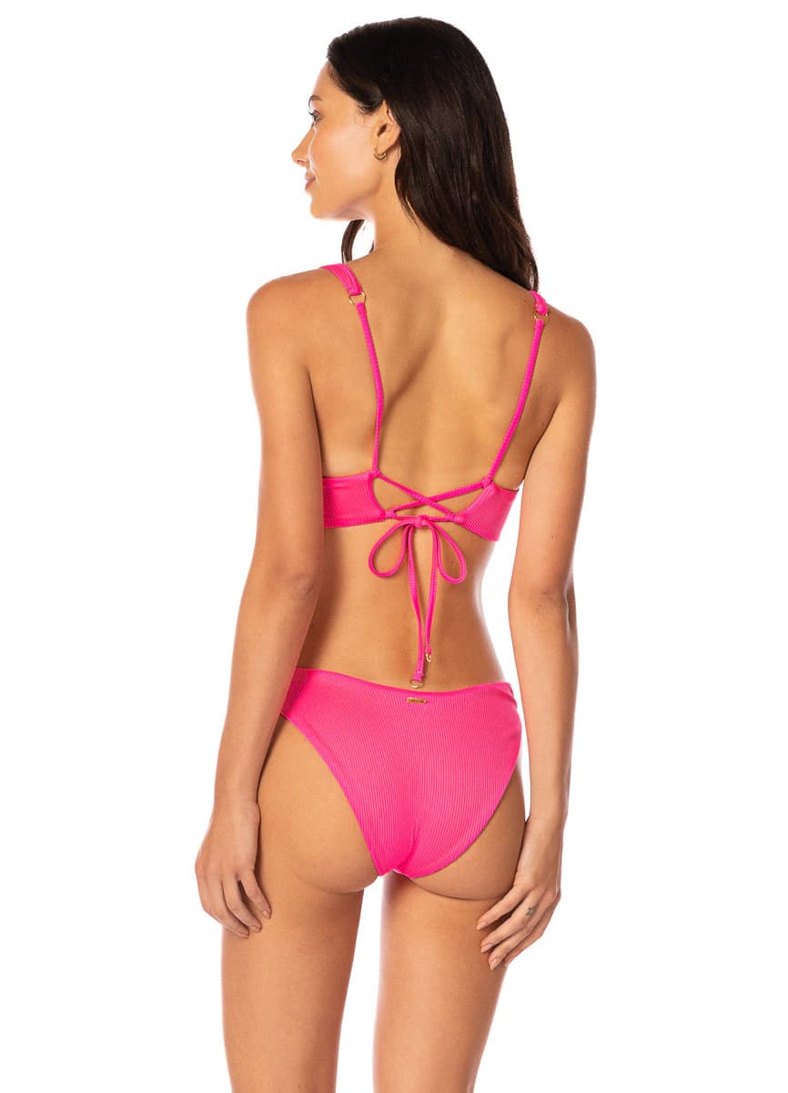 Maaji Hot Fuchsia Splendour Regular Rise Thin Side Bikini Bottom - imagen 1
