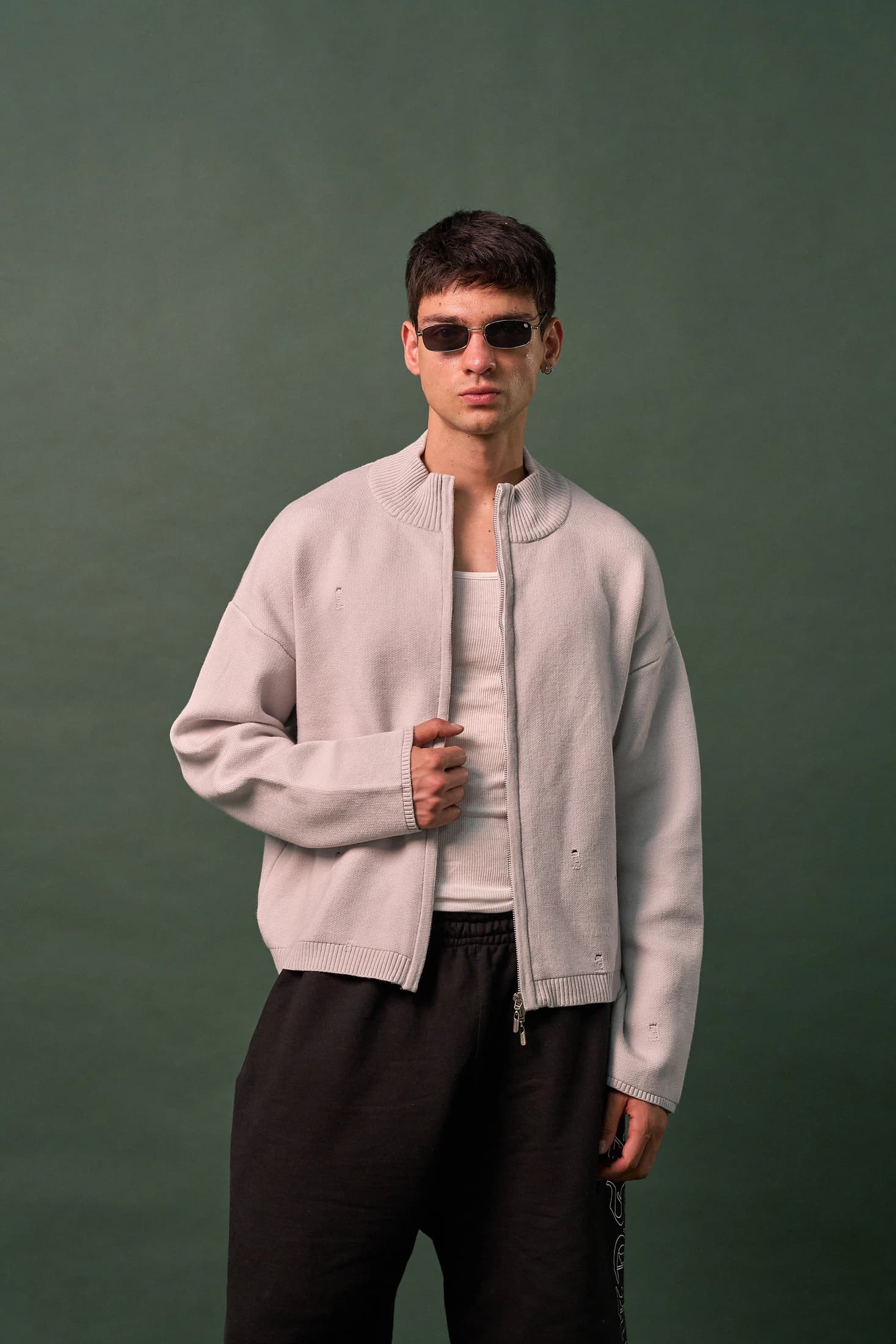 Knit Double Zipper - Gris - imagen 2