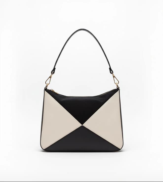 BOLSO TRIANGOLI NEGRO X BEIGE - imagen 1