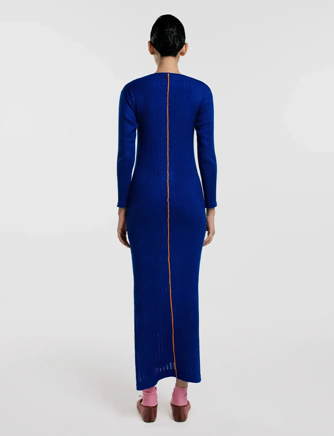 Vestido Largo Rib Azul - imagen 2