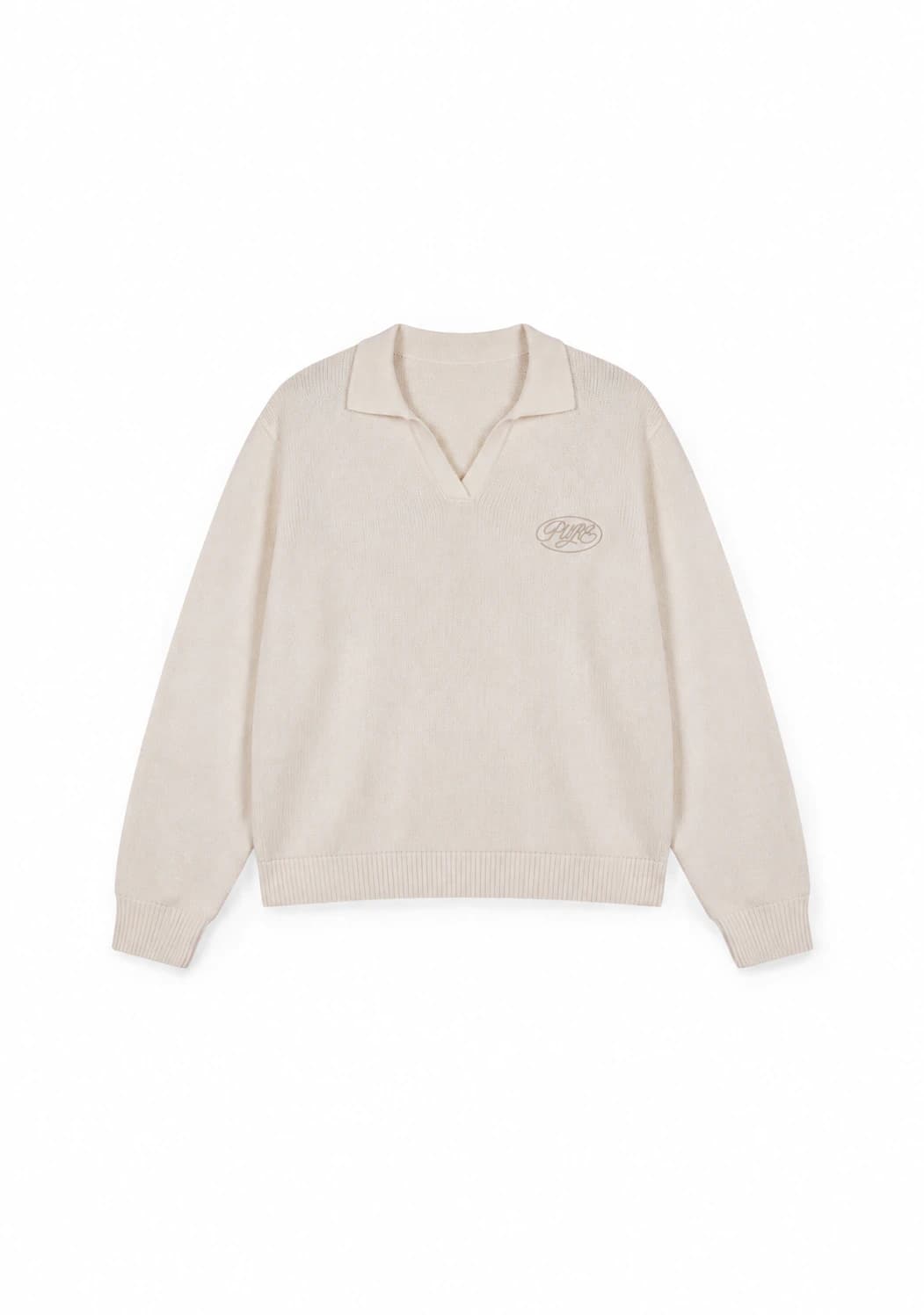 Across The Lines Ivory Knitted Polo