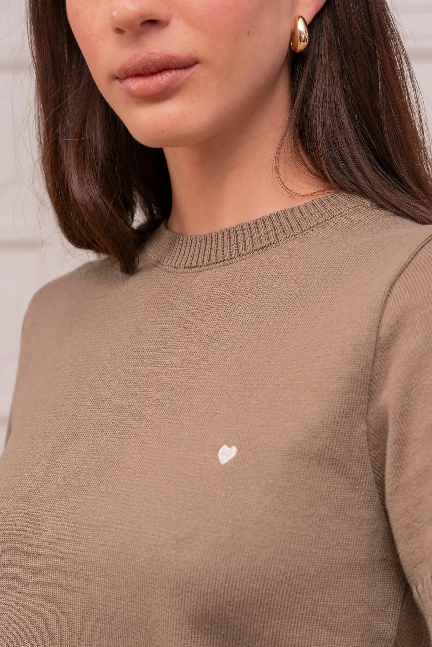 Camiseta Heart Tejida Mujer Camel - imagen 4