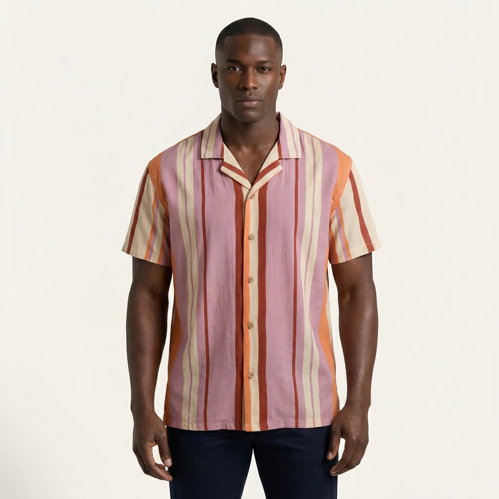 Camisa Bowling Boxy Fit Rayada Colores C99 - imagen 1