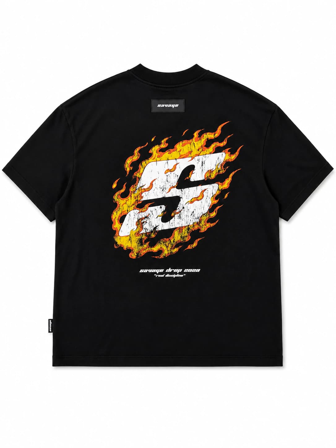 Camiseta Negra Oversize Fuego  250 gramos - imagen 2