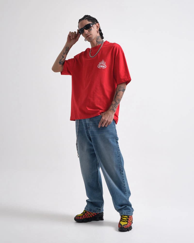 Camiseta Roja Oversize Rebels Fire - imagen 3