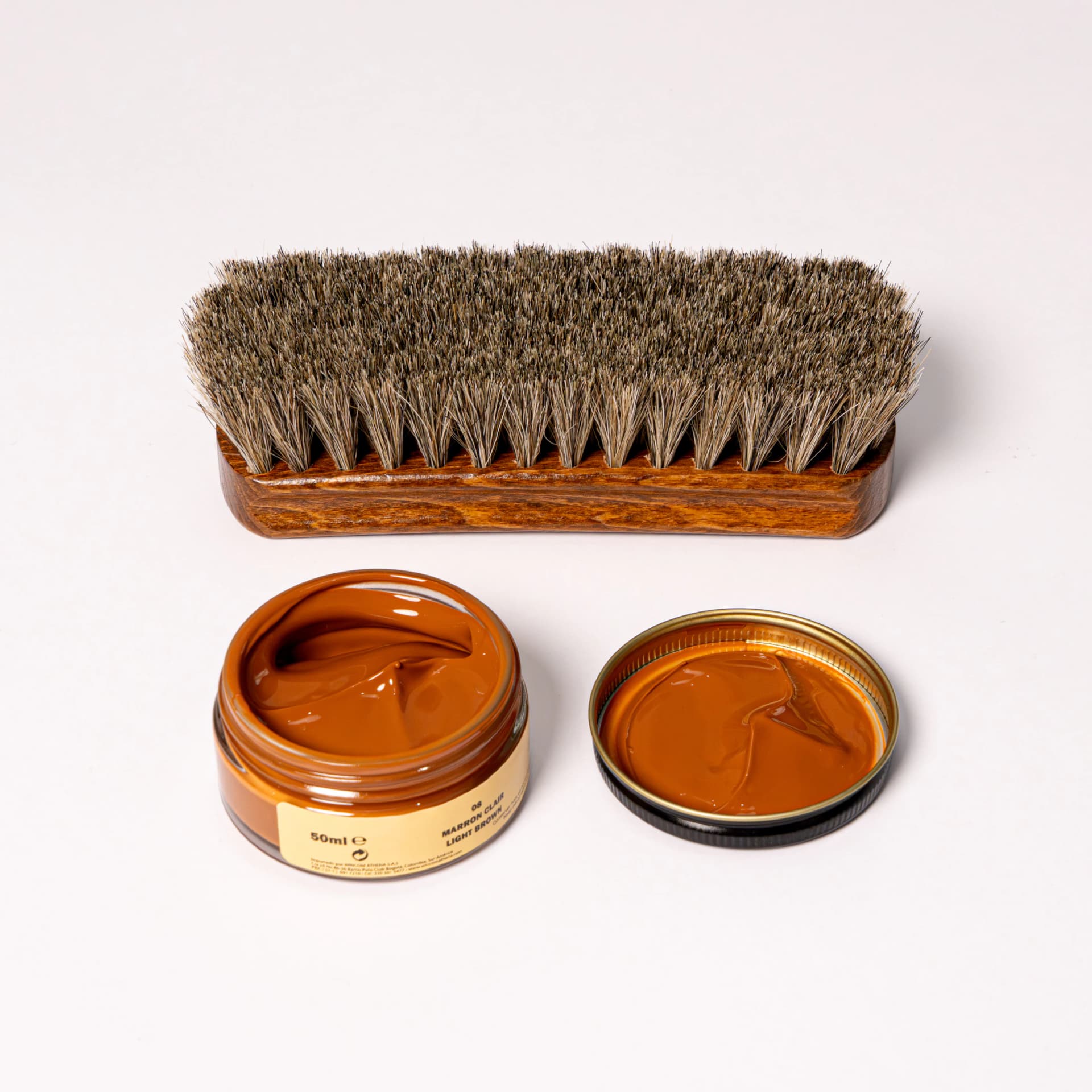 COMBO 1 : Renovador - Crema Esencial - Shoe Cream Marrón Claro - Cepillo Crin - imagen 2