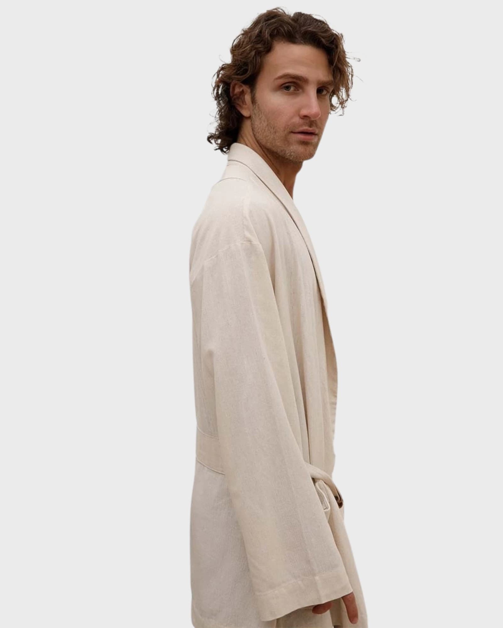 Amalfi Beige Linen Robe - imagen 4