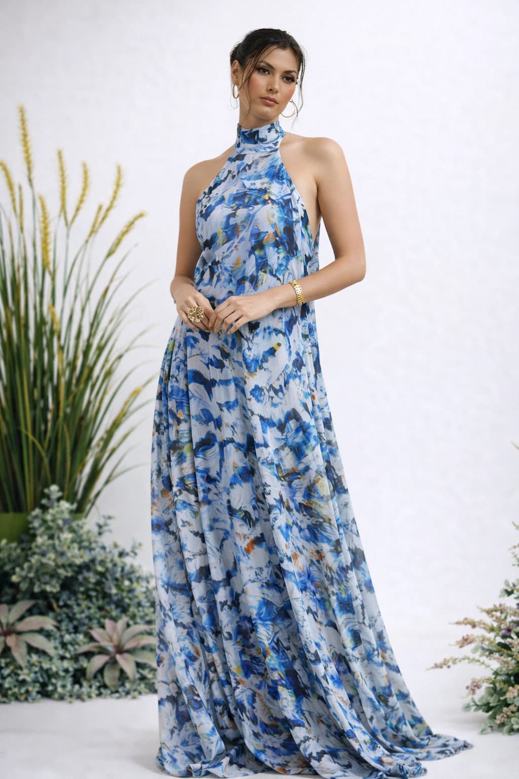 Vestido Apolinary Feathers Azul - imagen 3