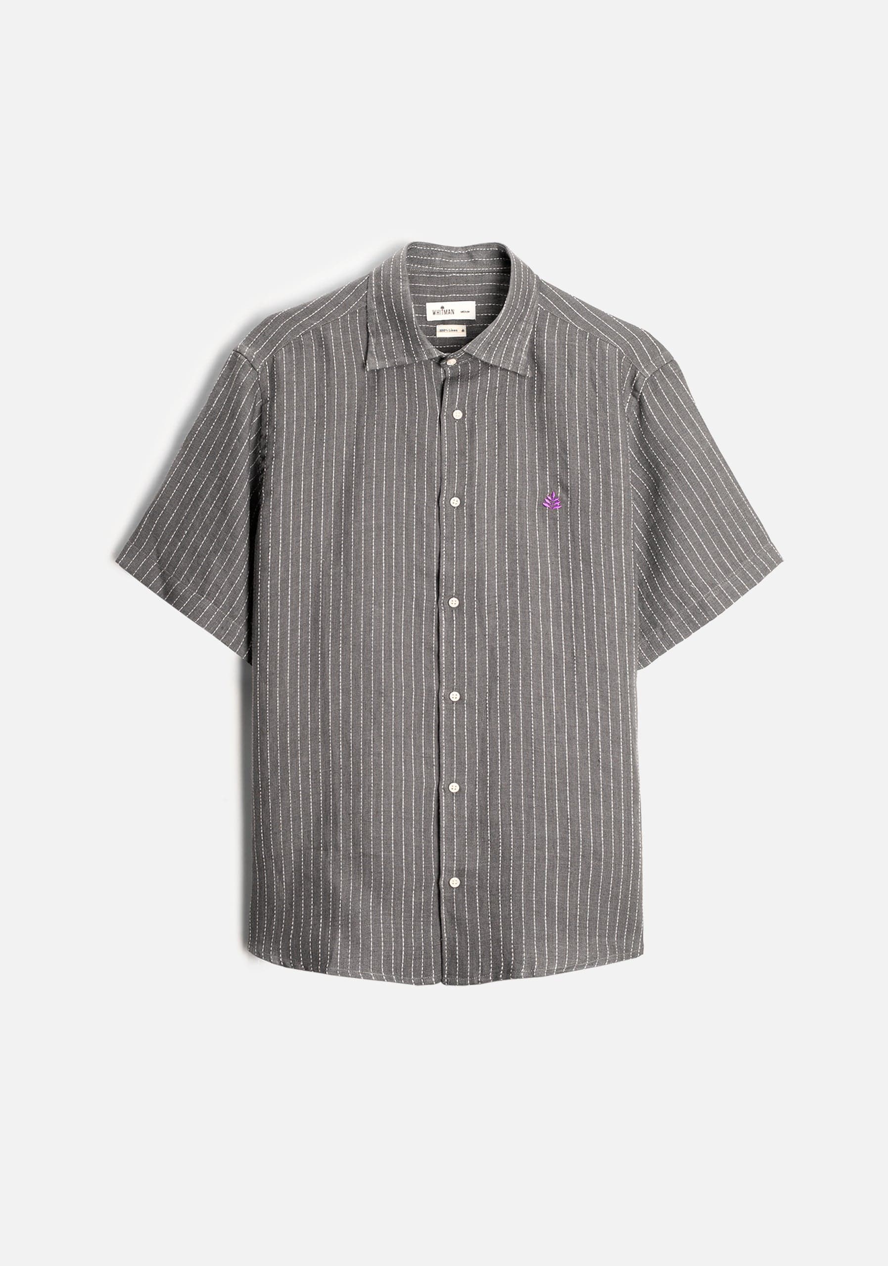 Camisa H CI Lino Varelli L-Mor Gris Rayas Blancas - imagen 1