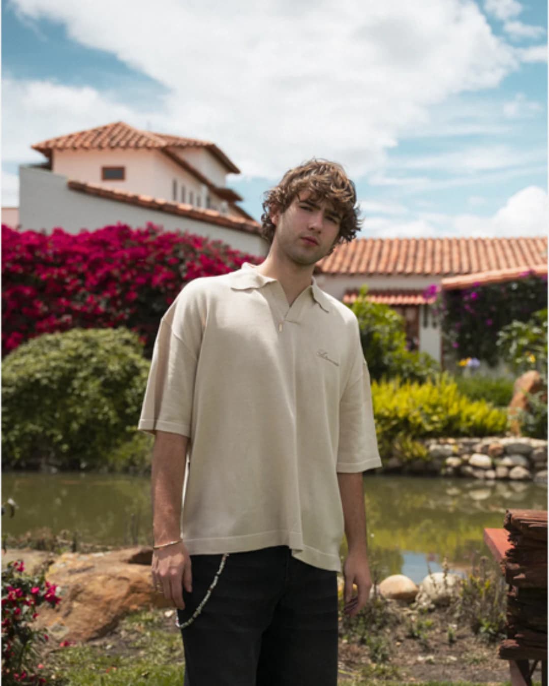 CAMISETA POLO TEJIDA - BEIGE - imagen 2