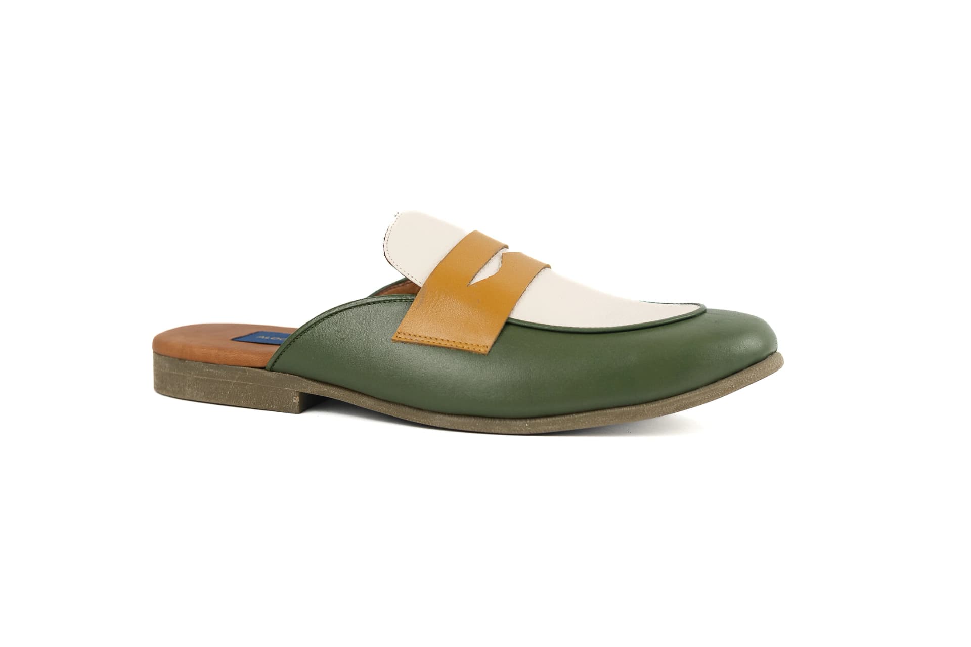 LOAFERS MULES EN VERDE CON AMARILLO