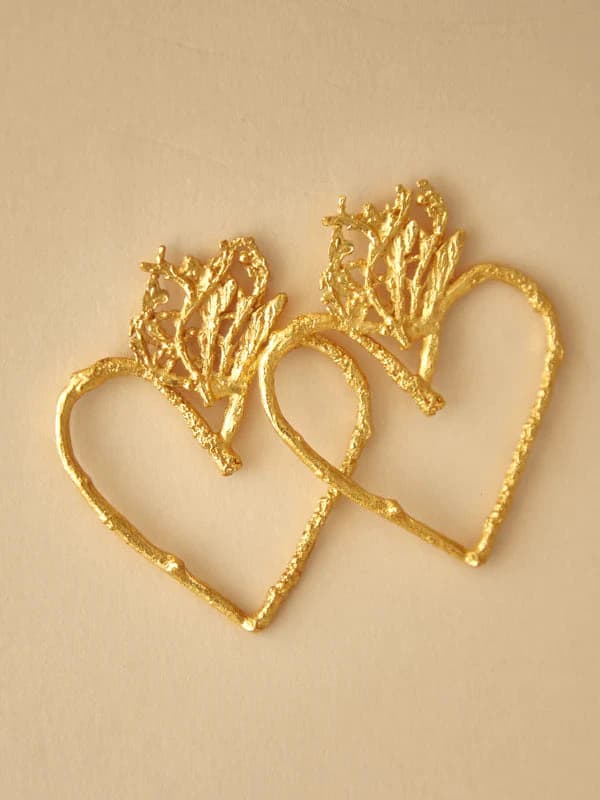 ARETES CORAZON RAMA PINO - imagen 3