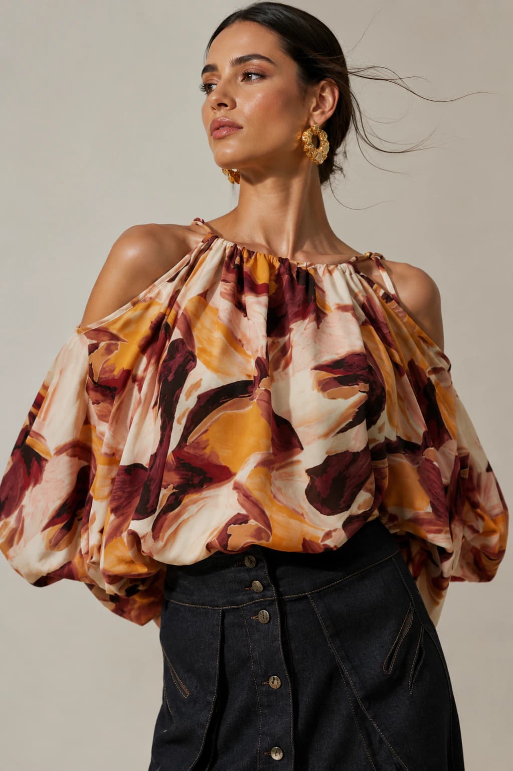 Blusa Bingo tonos tierra estampado - imagen 2