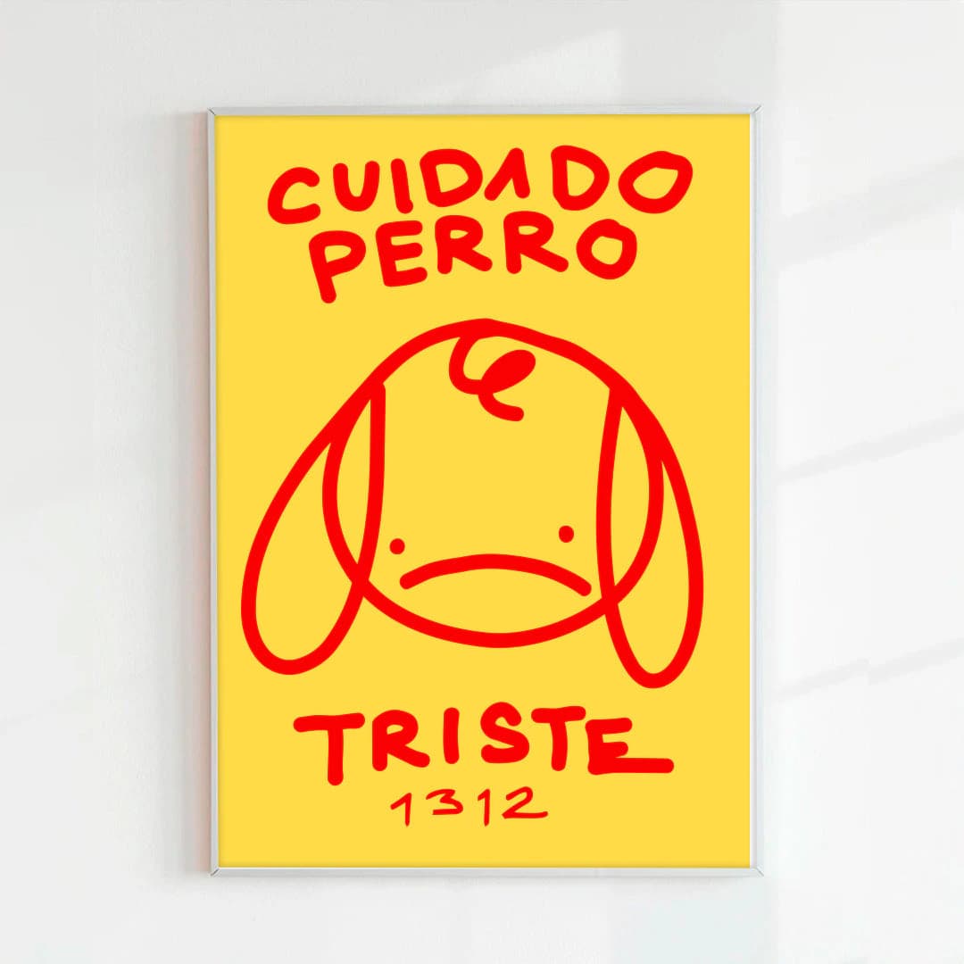 Print Cuidado perro triste amarillo (Papel 220g) - imagen 1