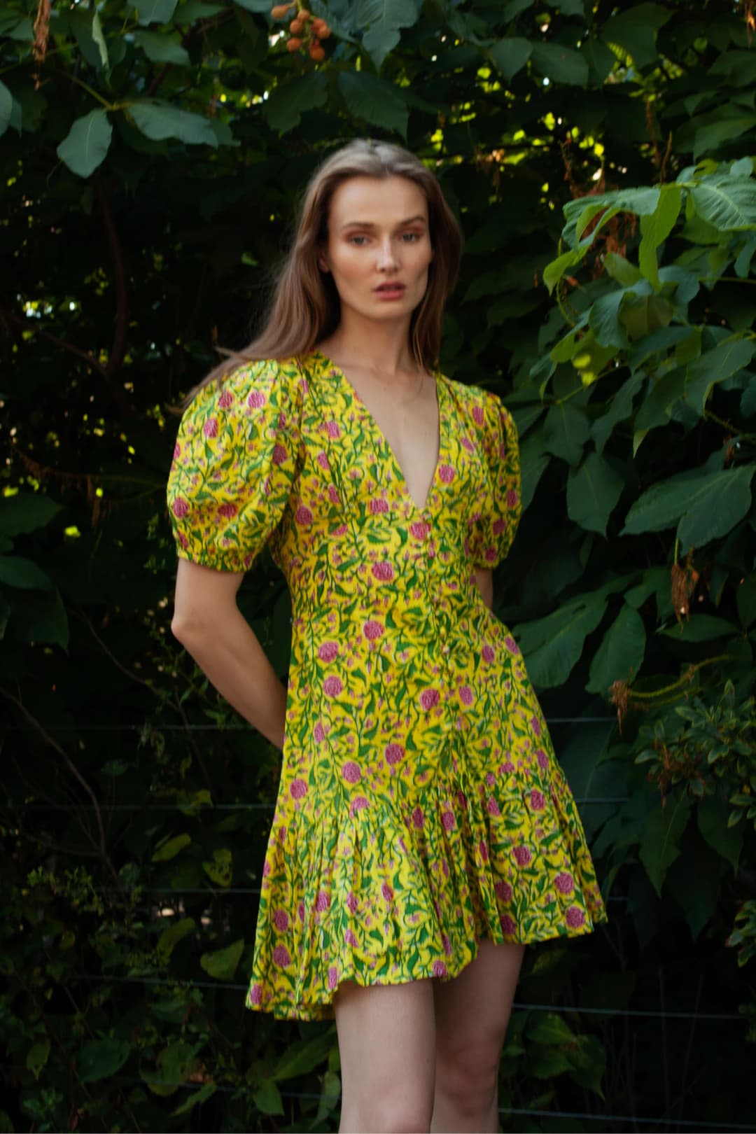 Flower Short Dress Yellow - imagen 4