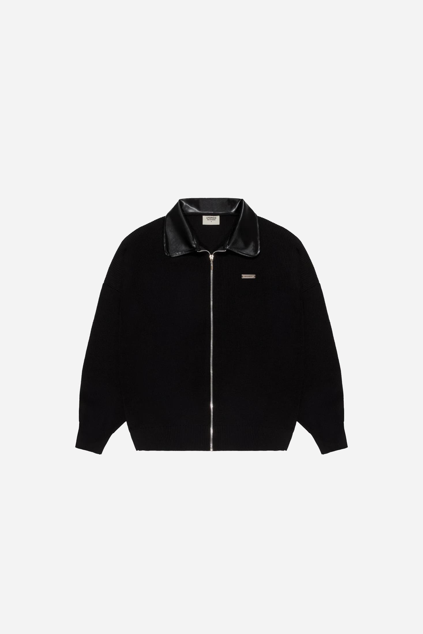 KNIT ZIP UP NEGRO - imagen 1