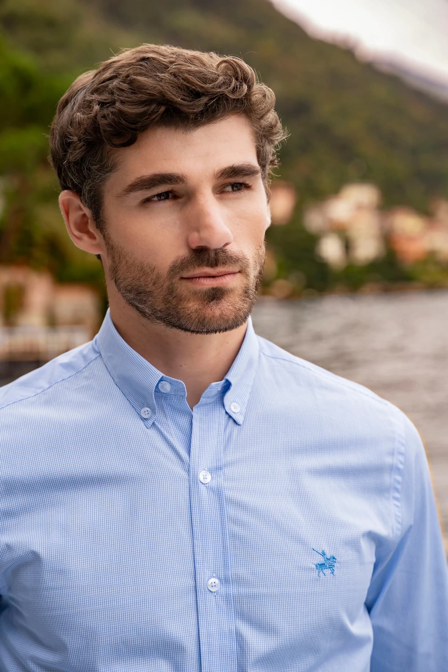 Camisa Cuadros Varese Hombre Azul Claro