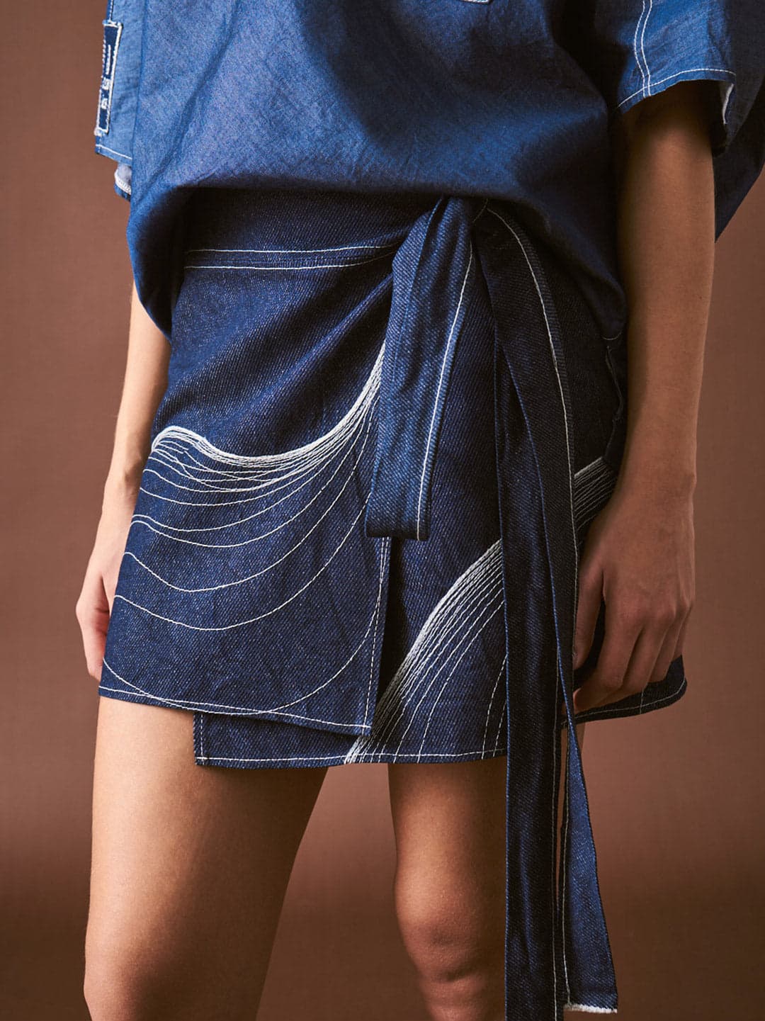 Falda Envolvente en Denim Algodón - imagen 8