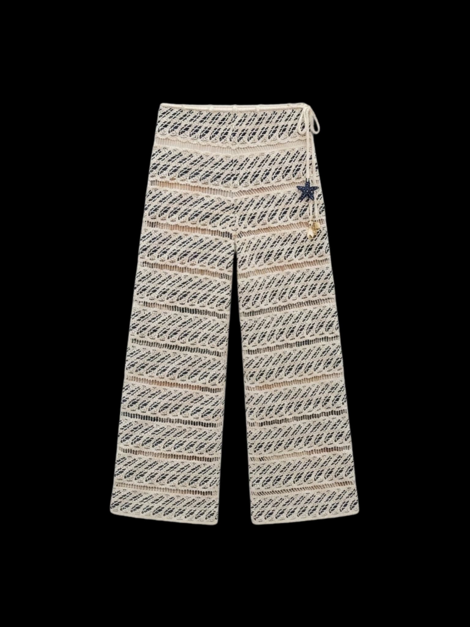 VERA PANT NAVY BACKGROUD WITH ECRU THREAD - imagen 1