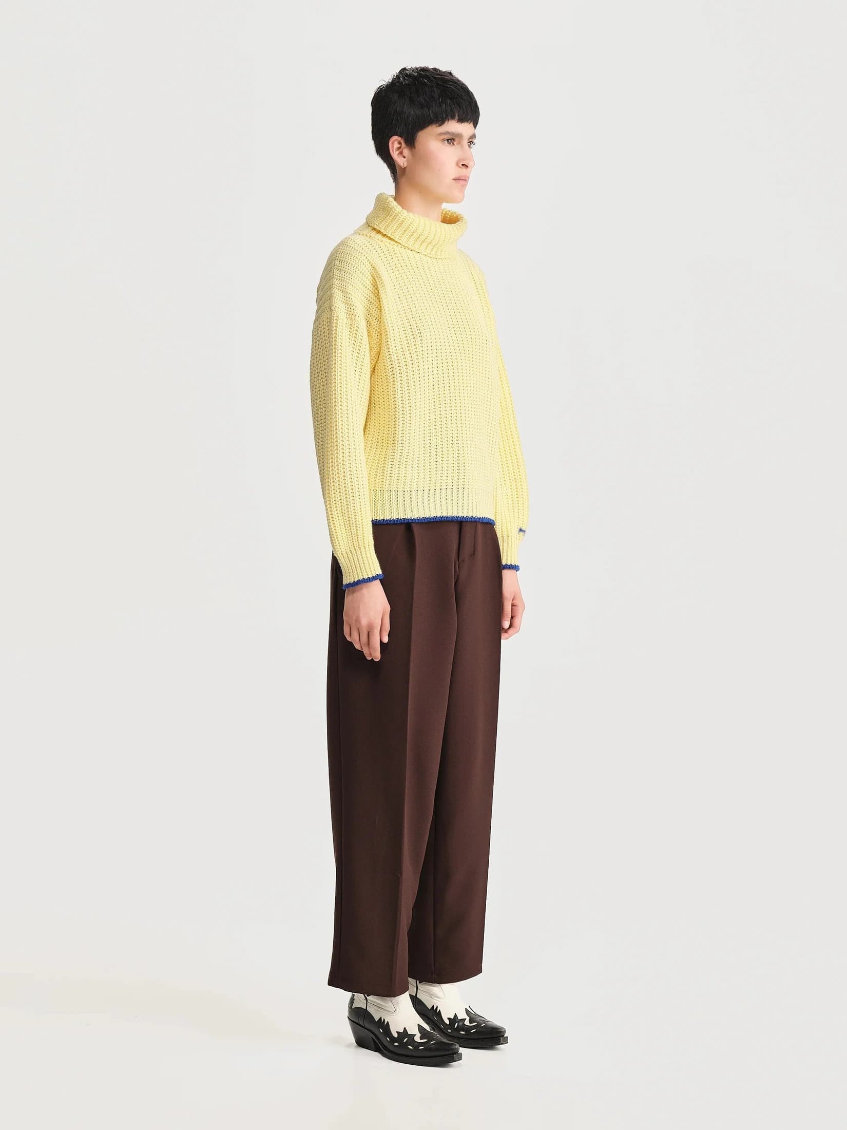 Saco Cuello Tortuga Inglés Amarillo/azul Mujer - imagen 3